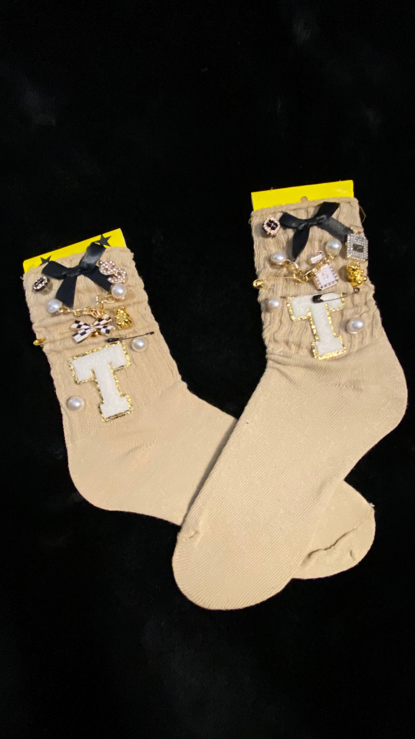 Junk Socks, Slouch Socks With Charms & Letters, Toddler 4-6