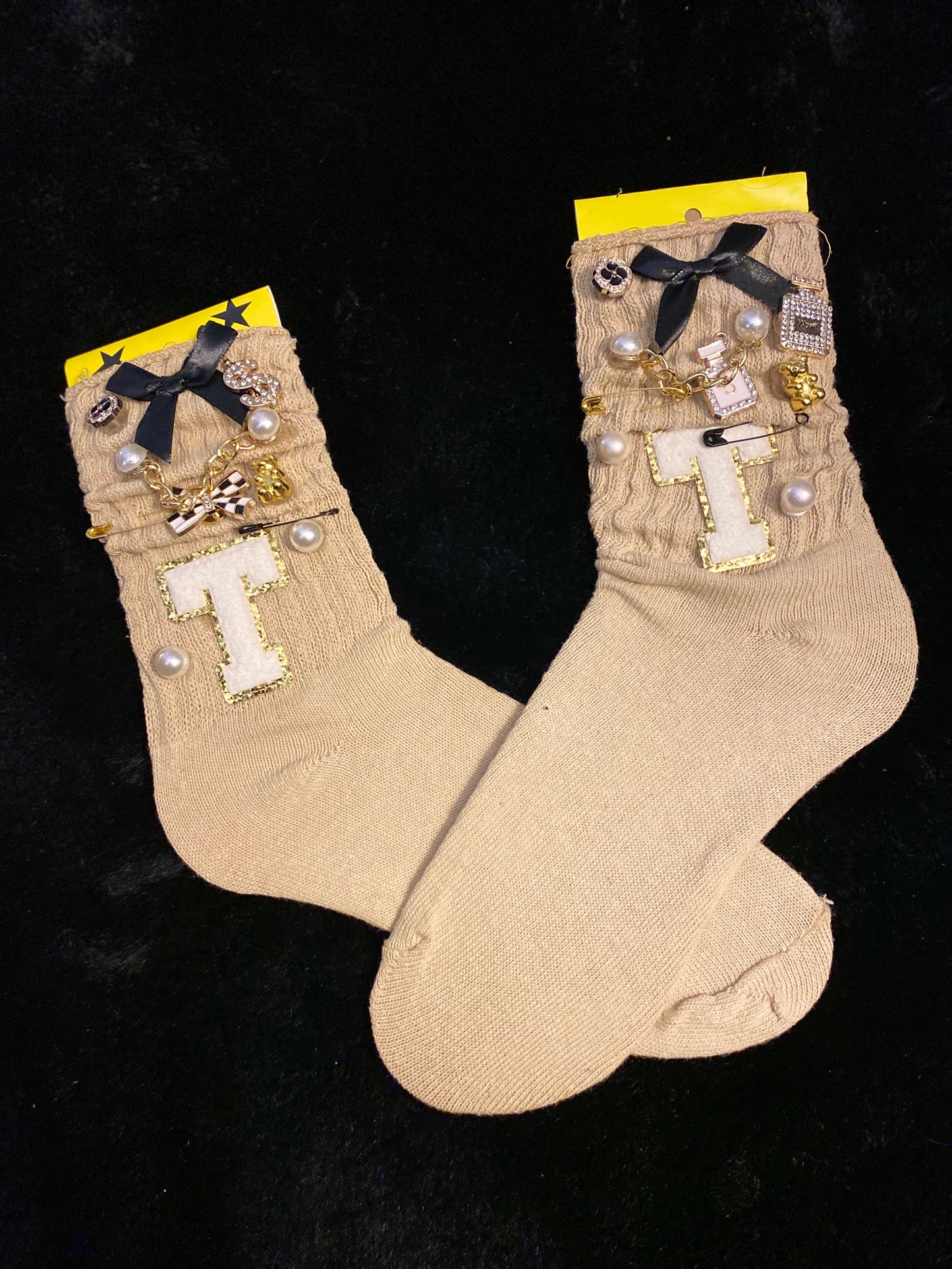 Junk Socks, Slouch Socks With Charms & Letters, Toddler 4-6