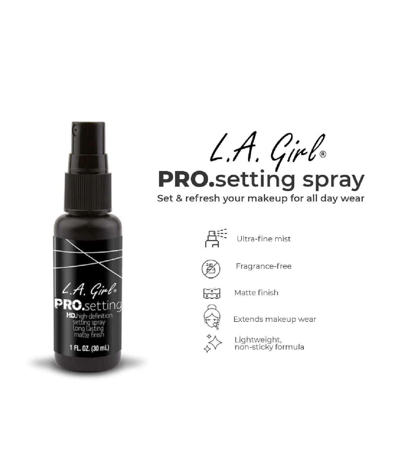 L.A. GIRL PRO SETTING SPRAY MATTE FINISH, 1 oz