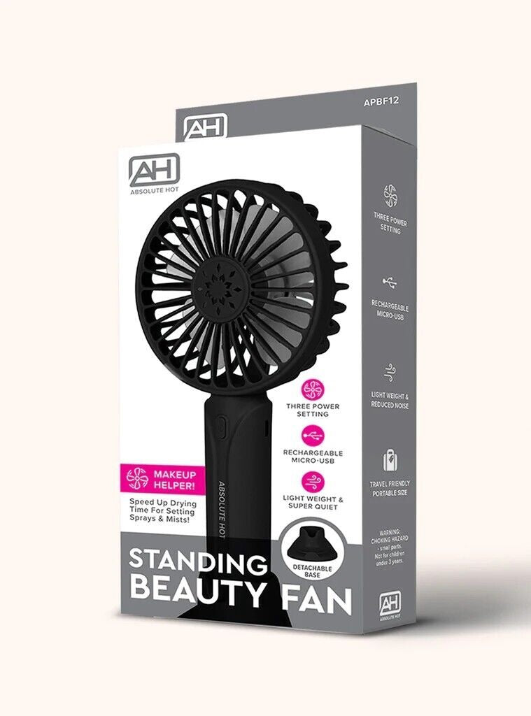 ABSOLUTE NEW YORK RECHARGABLE USB STANDING BEAUTY FAN, PORTABLE