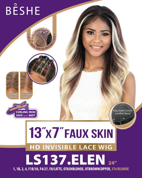 BESHE 13"x7" FAUX SKIN WIG LS137.ELEN