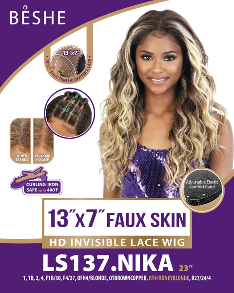 BESHE 13"x7" FAUX SKIN WIG LS137.NIKA