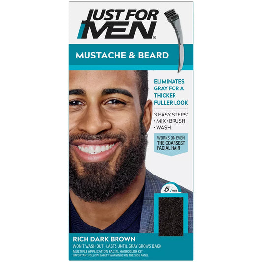 Just For Men Mustache & Beard Beard Coloring for Gray Hair with Brush Included