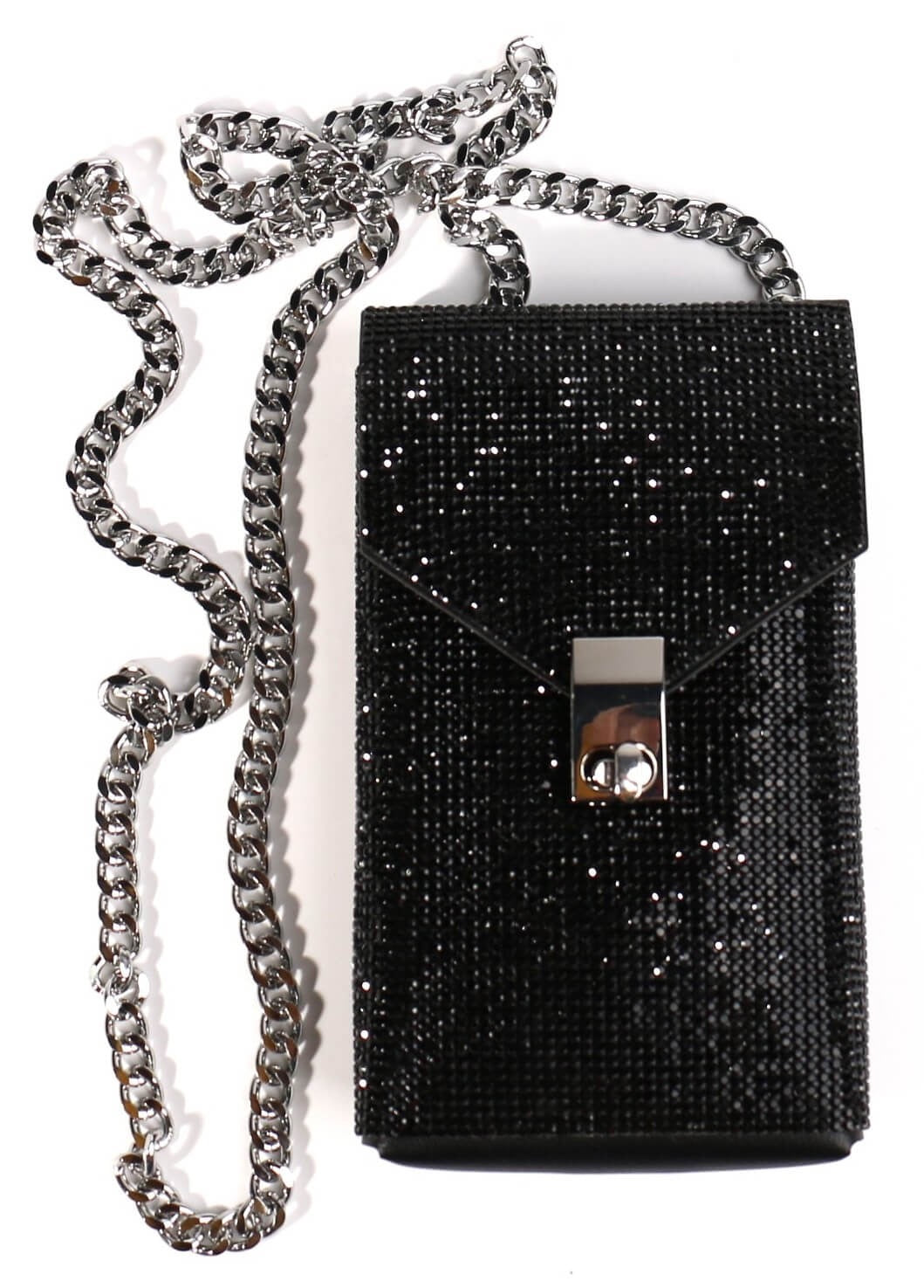 FASHION RHINESTONE SIDE BAG with CHAIN STRAP, CROSSBODY PURSE