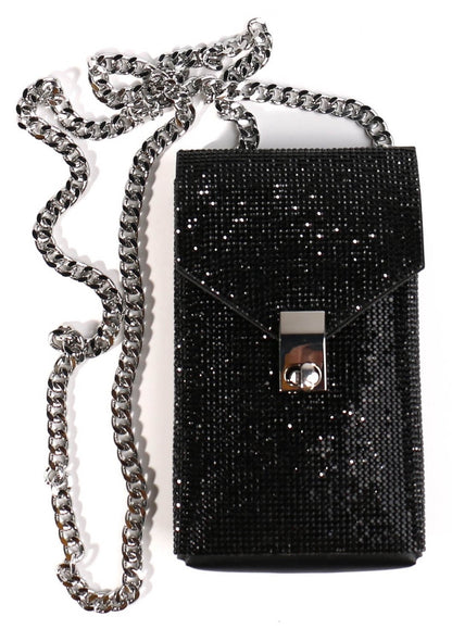 FASHION RHINESTONE SIDE BAG with CHAIN STRAP, CROSSBODY PURSE