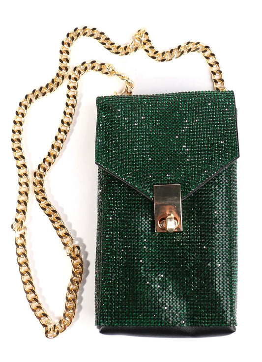 FASHION RHINESTONE SIDE BAG with CHAIN STRAP, CROSSBODY PURSE