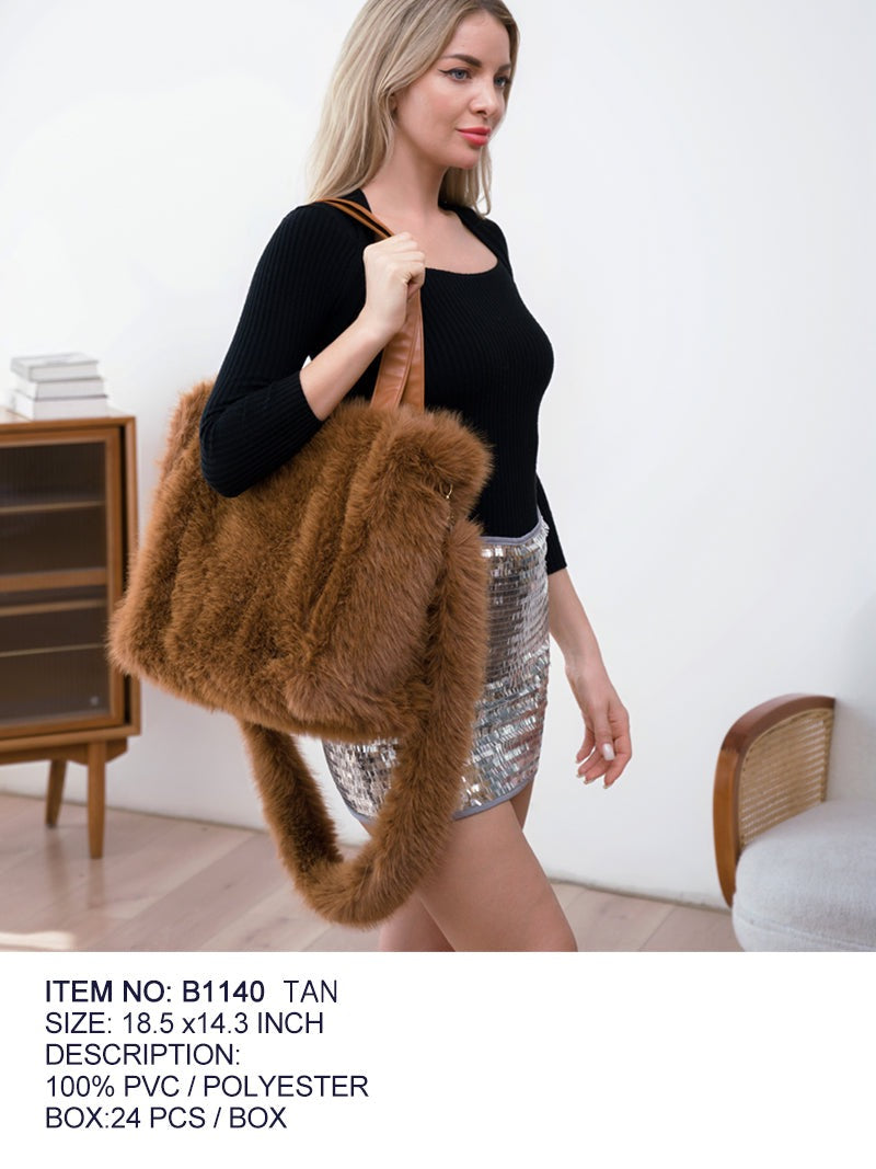 Large Faux Fur Tote Bag