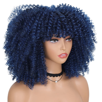 A1 Hair Collection| Afro Wig With Bangs,Short Kinky Curls, Toya