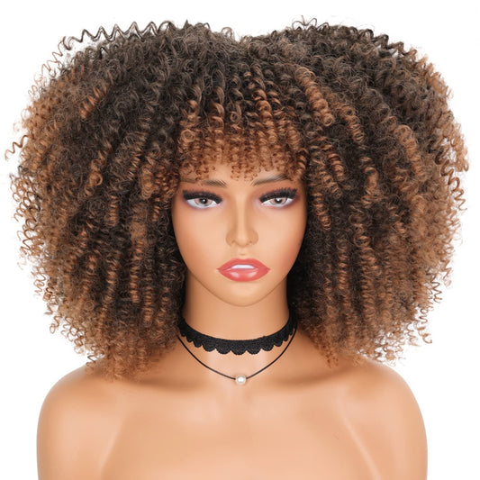 A1 Hair Collection| Afro Wig With Bangs,Short Kinky Curls, Toya