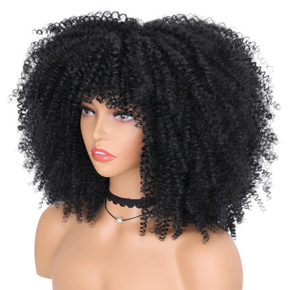 A1 Hair Collection| Afro Wig With Bangs,Short Kinky Curls, Toya