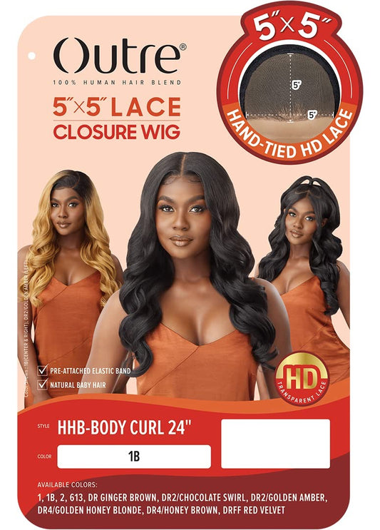 Outre - 5x5 Lace Closure Wig - Human Hair Blend - Body Curl 24"