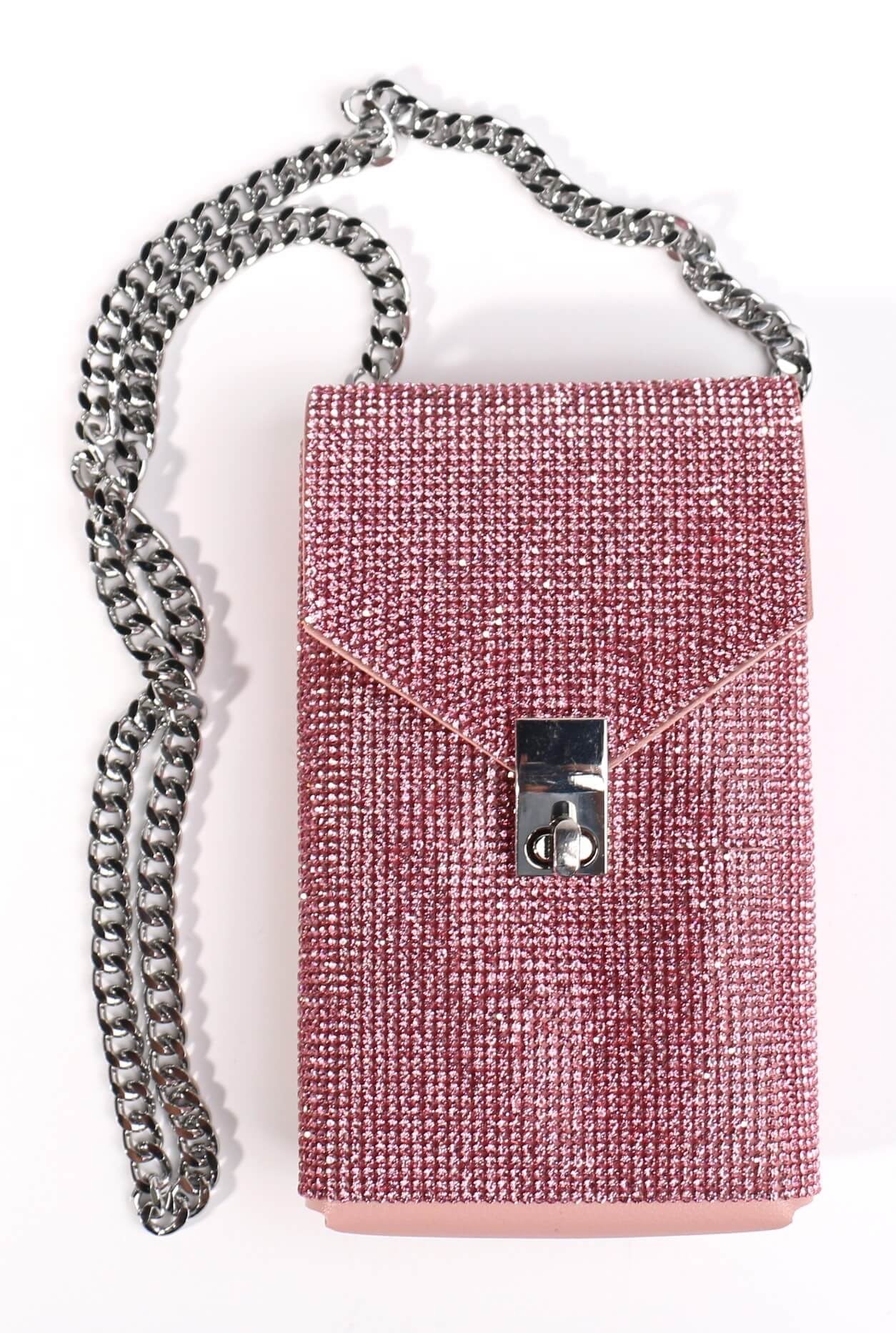 FASHION RHINESTONE SIDE BAG with CHAIN STRAP, CROSSBODY PURSE