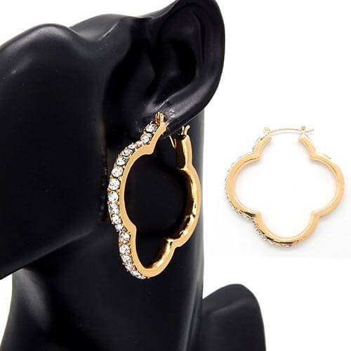 FASHION RHINESTONE CLOVER EARRINGS
