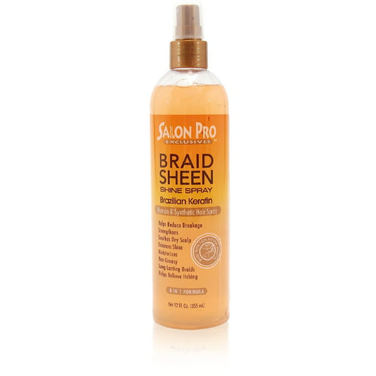 Salon Pro 8-in-1 Braid Sheen Shine Spray BRAZILLIAN KERATIN Oil 12oz