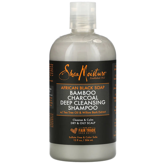 Shea Moisture African Black Soap Bamboo Charcoal Deep Cleansing Shampoo 13 oz